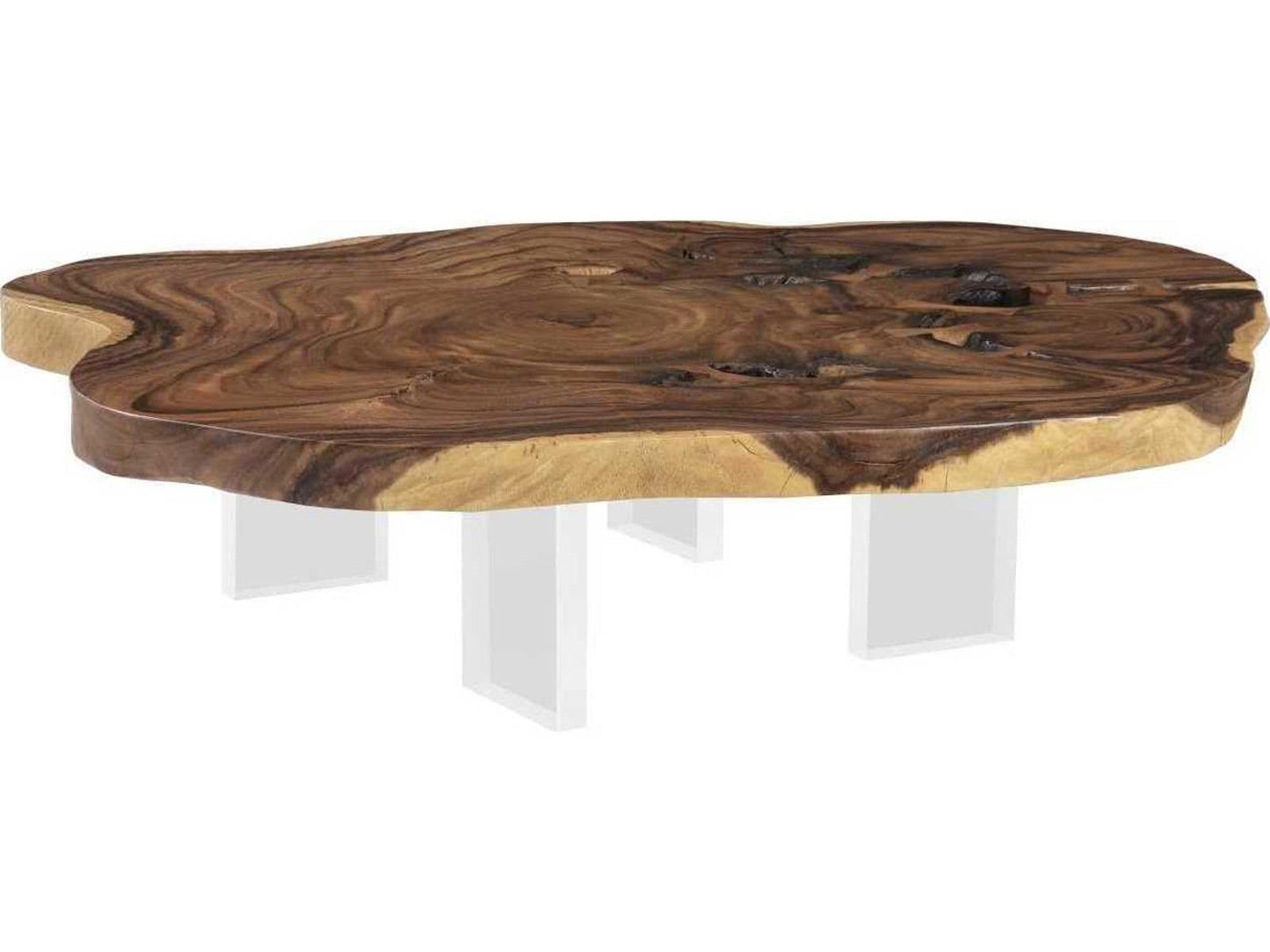 Floating XL Natural Chamcha Wood Coffee Table with Acrylic Legs