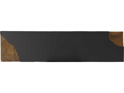 Cornered Rectangular Metal and Chamcha Wood Console Table in Natural Black Brown