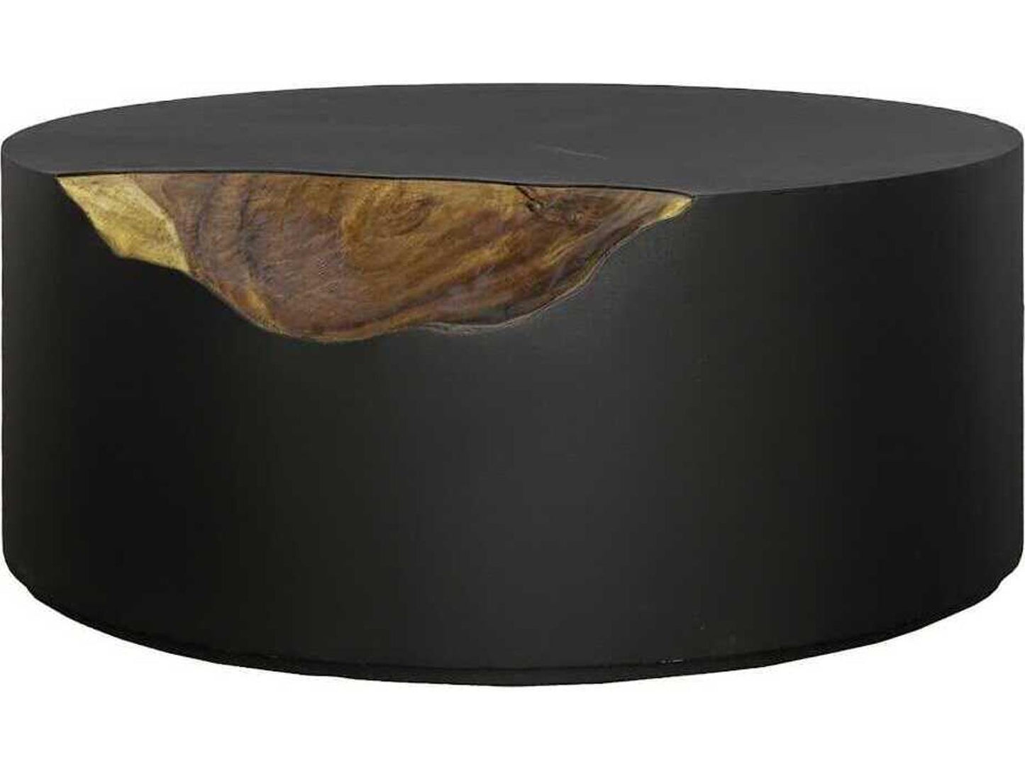 Flow Cornered Round Metal Coffee Table in Natural Black Brown