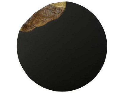 Flow Cornered Round Metal Coffee Table in Natural Black Brown