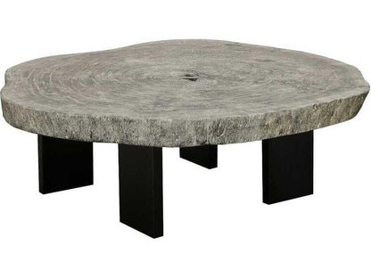 Floating Chamcha Wood Coffee Table in Gray Stone and Black