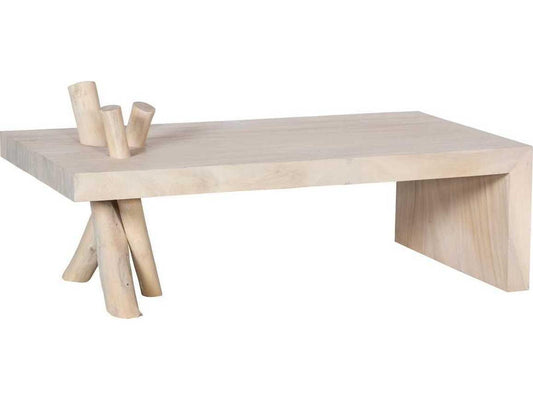 Branch Waterfall Rectangular Coffee Table in Bleached Wood