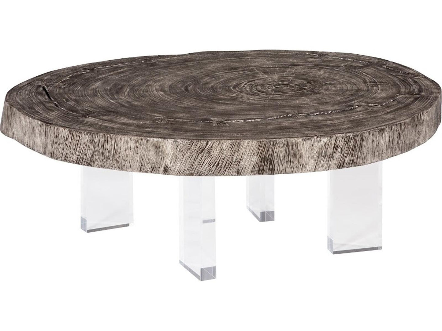 Floating Coffee Table on Acrylic Legs in Gray Stone
