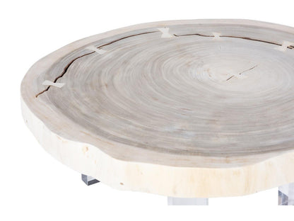 Floating Chamcha Wood Coffee Table with Acrylic Legs Bleached Finish