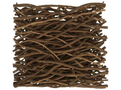 Vine Square Coffee Table with Glass Top and Natural Wood Base
