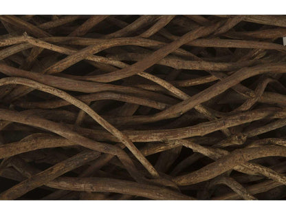 Vine Square Coffee Table with Glass Top and Natural Wood Base