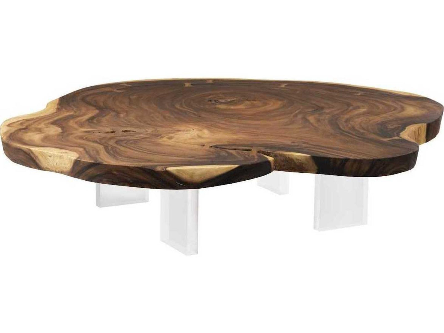 Floating Chamcha Wood Coffee Table with Acrylic Legs