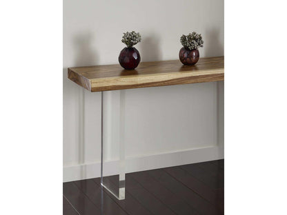 Floating Chamcha Wood Console Table with Acrylic Legs in Natural
