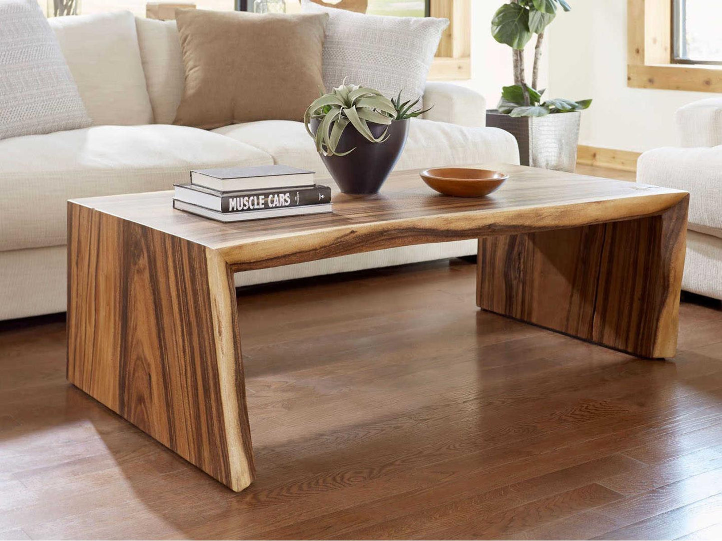 Flow Rectangular Coffee Table in Natural Brown Wood
