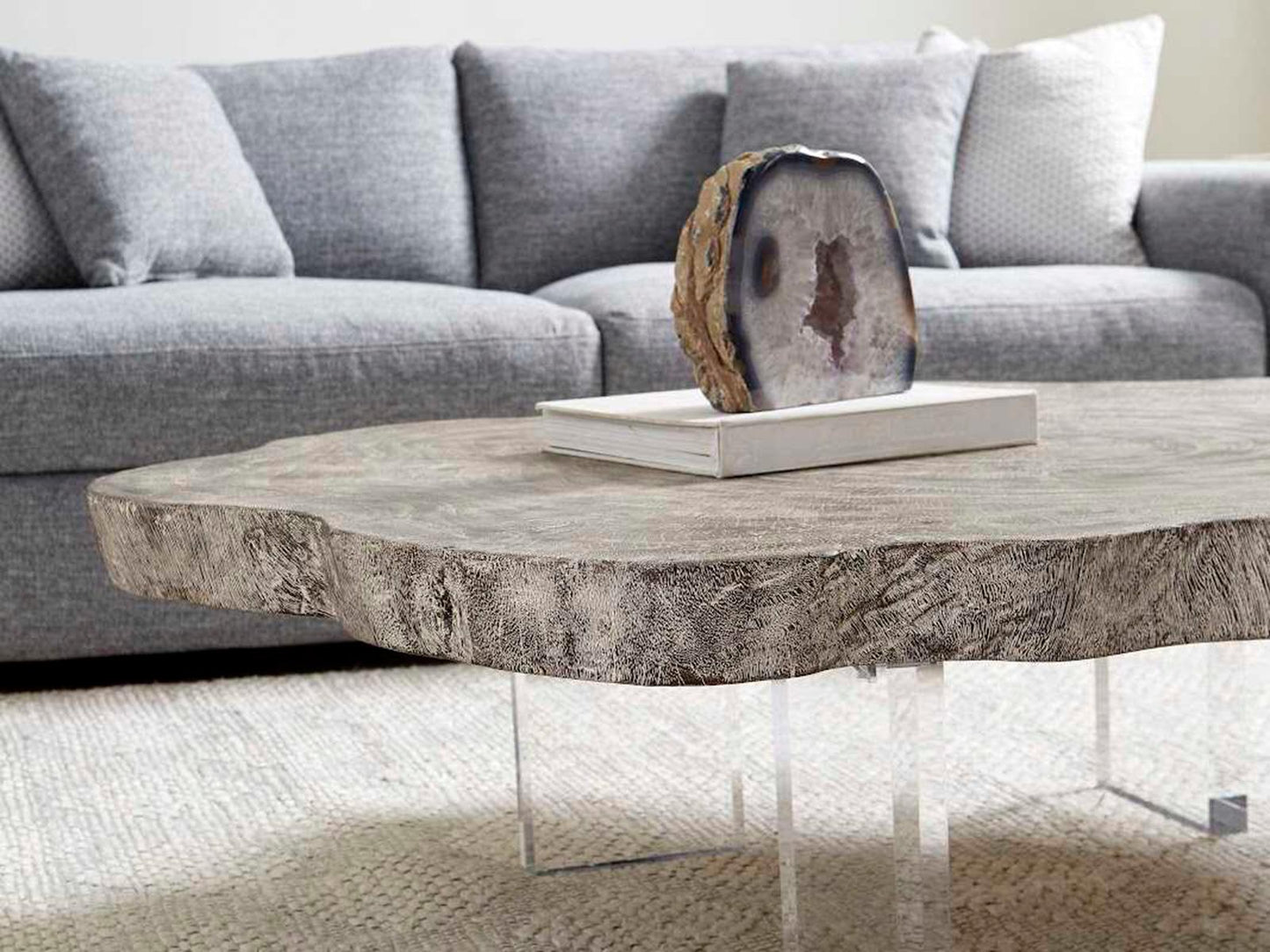 Floating Wood Silver Gray Coffee Table