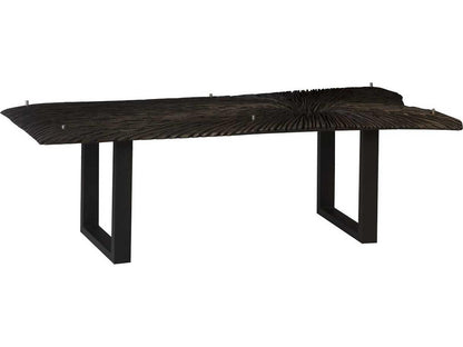 Chainsaw Rectangular Glass Dining Table with Burnt Black Base