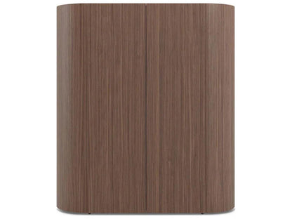 Dedalo Bar Sideboard 55 Inch Walnut with Matt Titanium Finish