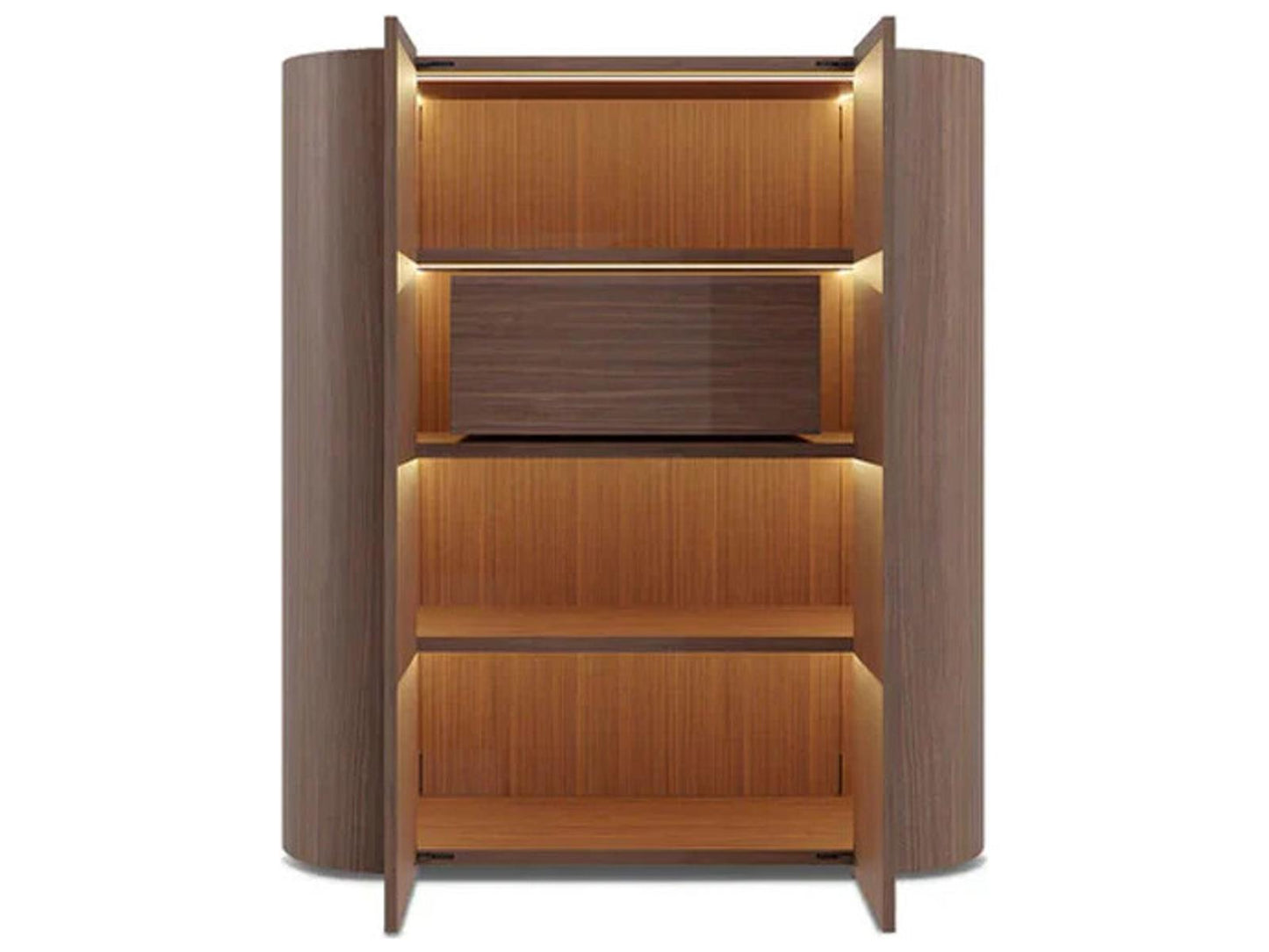 Dedalo Bar Sideboard 55 Inch Walnut with Matt Titanium Finish