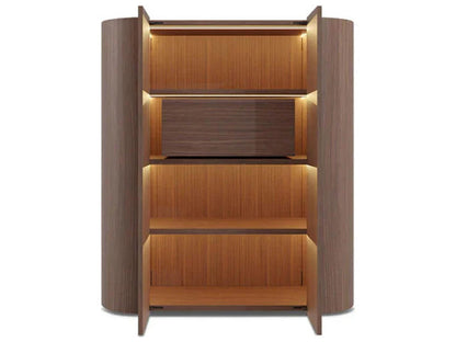 Dedalo Bar Sideboard 55 Inch Walnut with Matt Titanium Finish