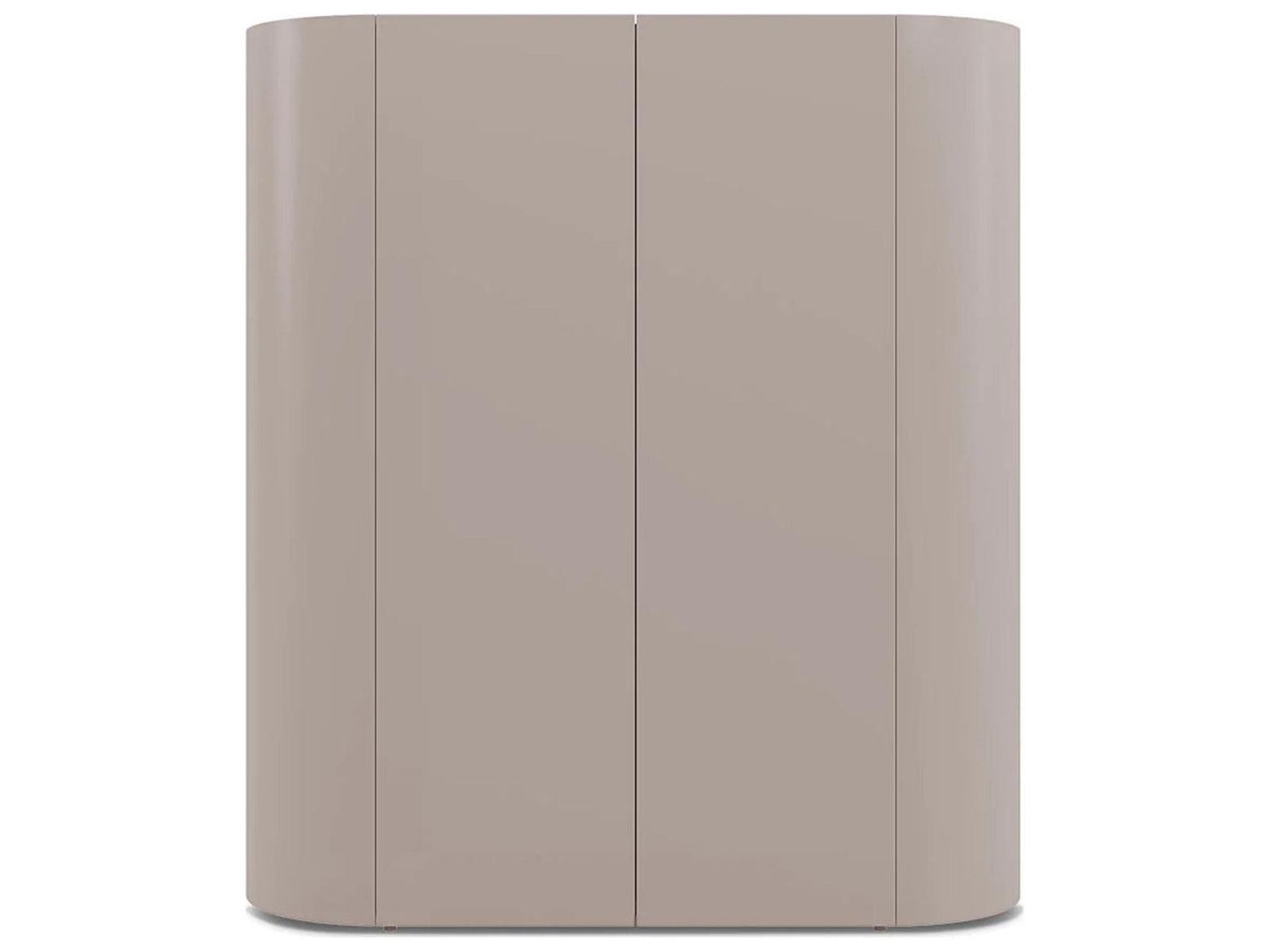 Dedalo Bar Sideboard 55 Inch Beige Ecru Matt Lacquer with Bronzo Glass Top