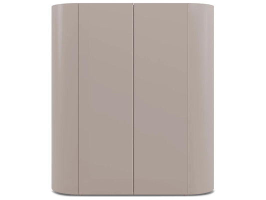 Dedalo Bar Sideboard 55 Inch Beige Ecru Matt Lacquer with Bronzo Glass Top