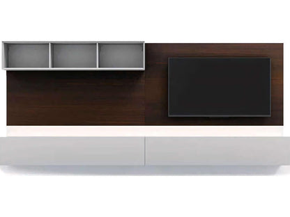 People 118 Inch Media Console in Burnt Oak and Matte Grey