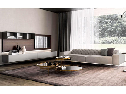 People 118 Inch Media Console in Burnt Oak and Matte Grey