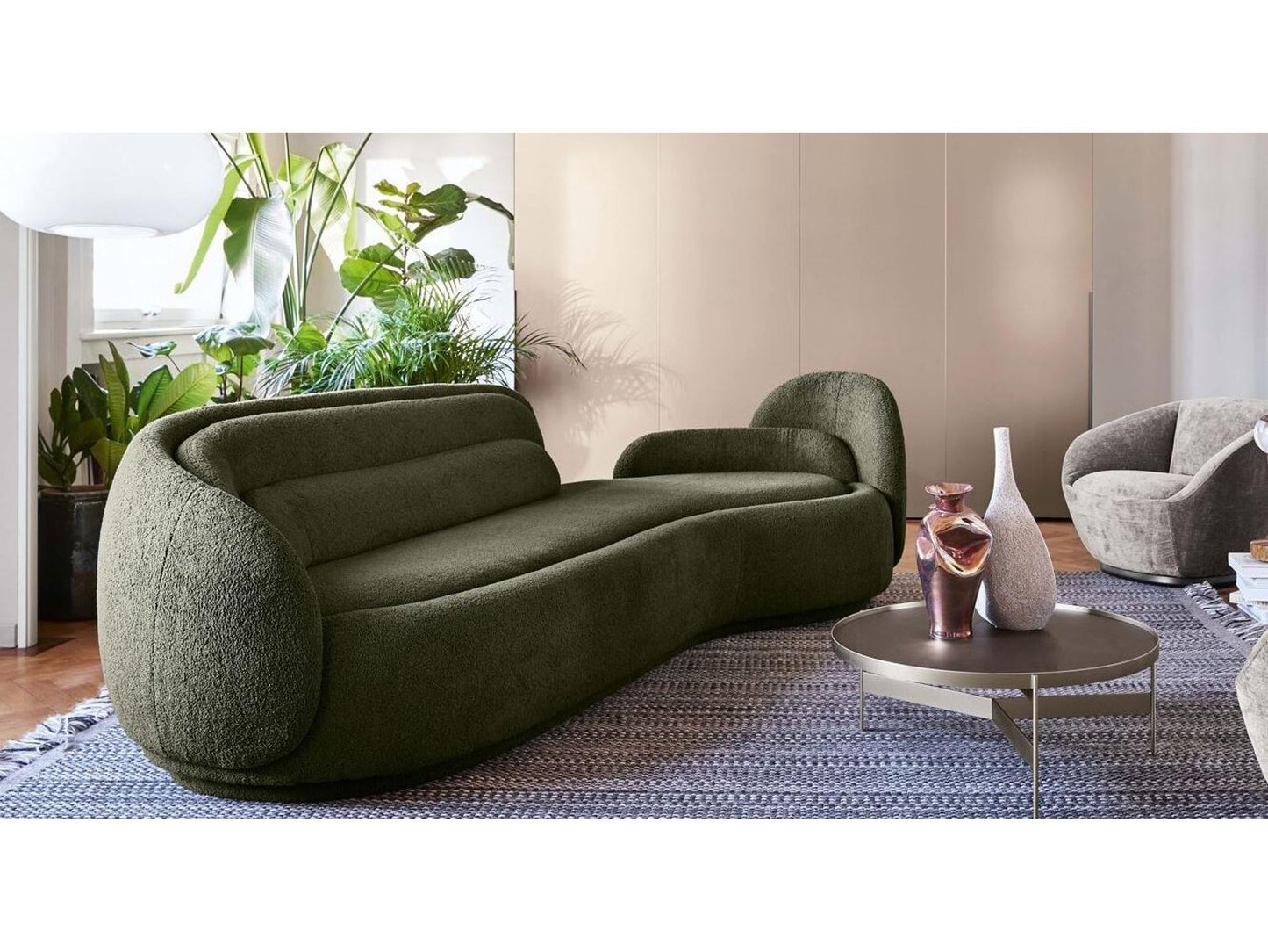 Peonia 3-Seat Sofa in Beige Aries 02 Fabric