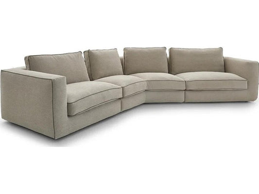 Nice Modular Sectional Sofa in Beige Mimosa Fabric with Olive Brown Piping