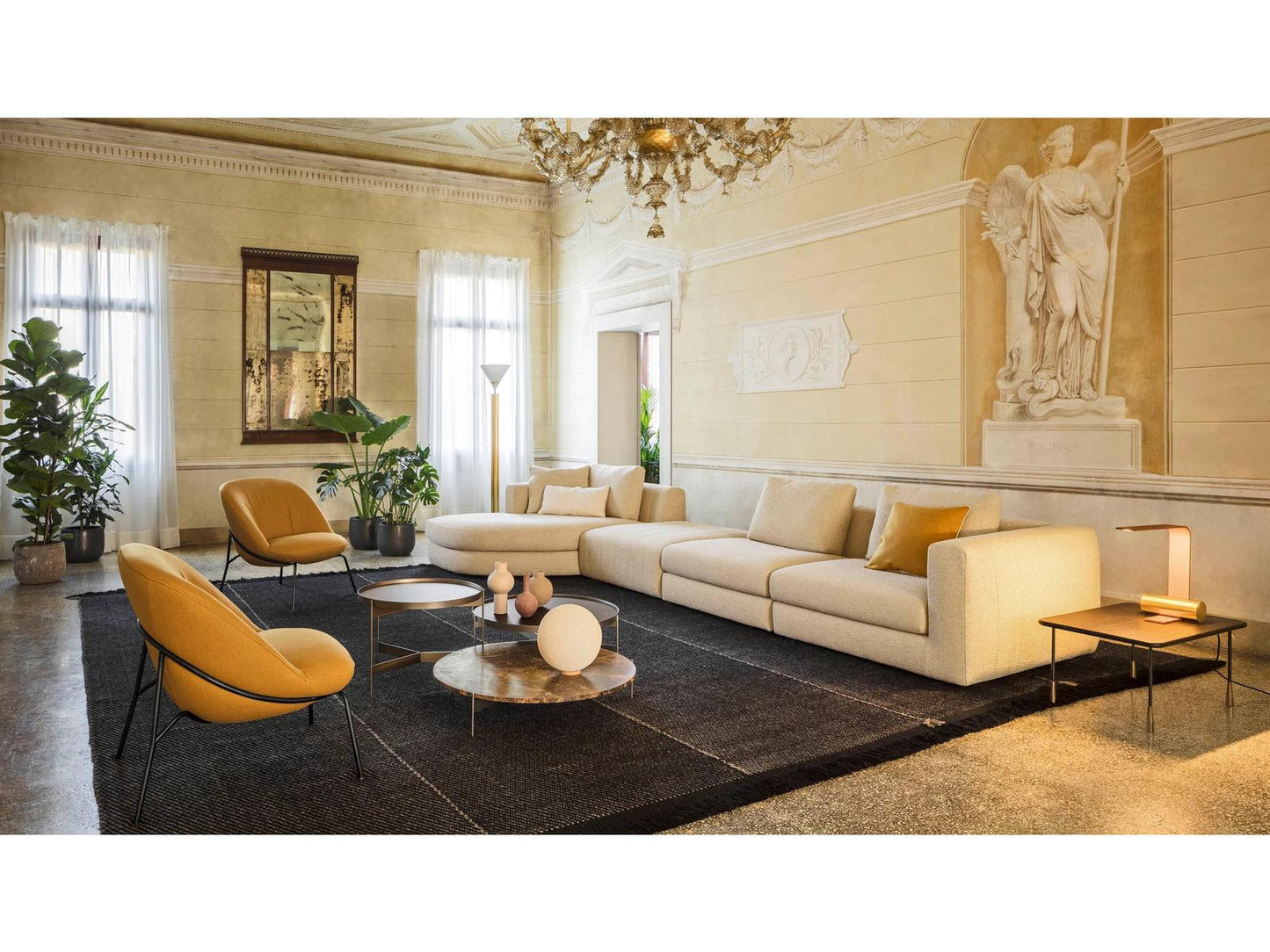 Tobias Right Sectional Sofa in Light Beige Kos Fabric
