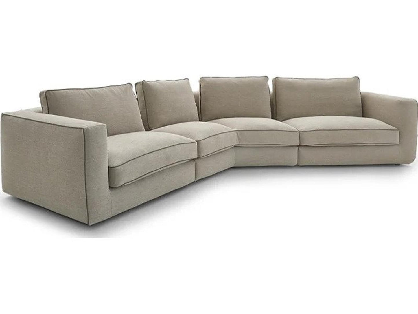 Nice Sectional Sofa in Beige Nuvole Fabric with Olive Brown Piping