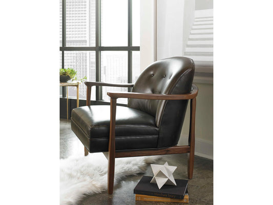 Grayson Leather Accent Chair with Walnut Frame