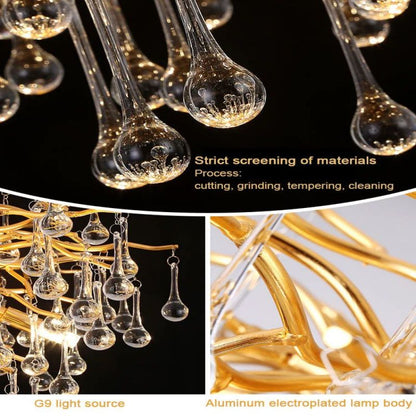Golden Briar Raindrop Round Chandelier