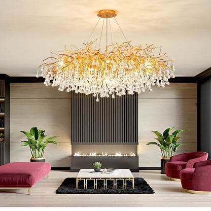 Golden Briar Raindrop Round Chandelier
