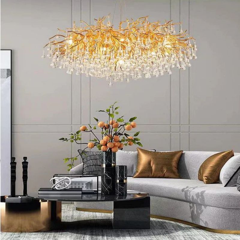 Golden Briar Raindrop Round Chandelier