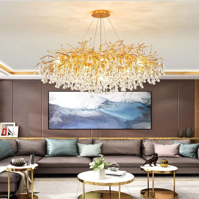 Golden Briar Raindrop Round Chandelier