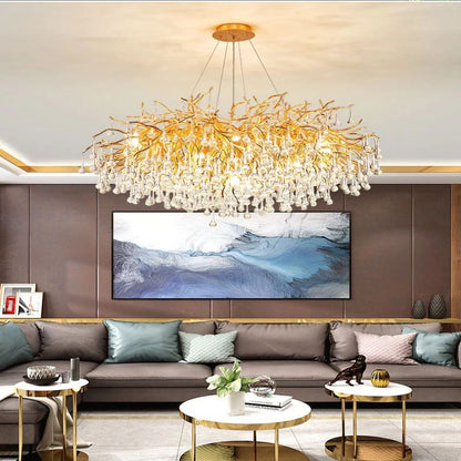Golden Briar Raindrop Round Chandelier
