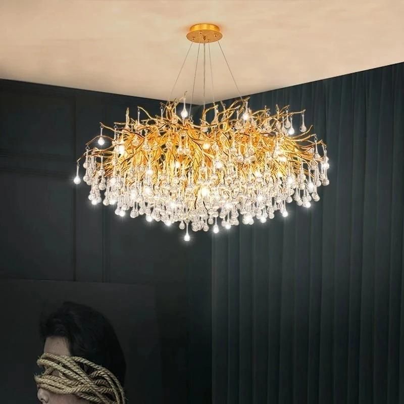 Golden Briar Raindrop Round Chandelier
