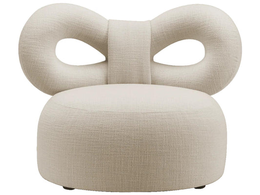 Ribbon Fabric Accent Armchair in Dune Beige