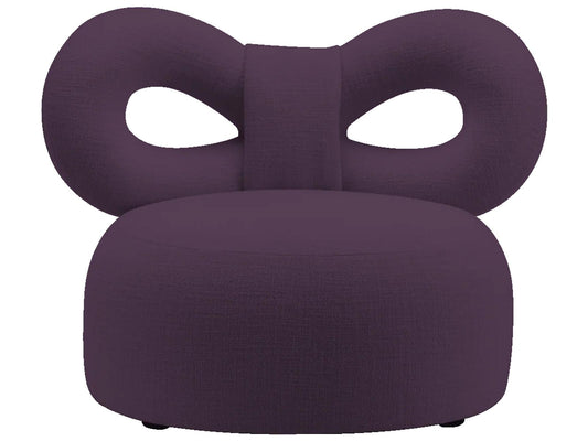 Ribbon Upholstered Accent Armchair in Purple Fabric