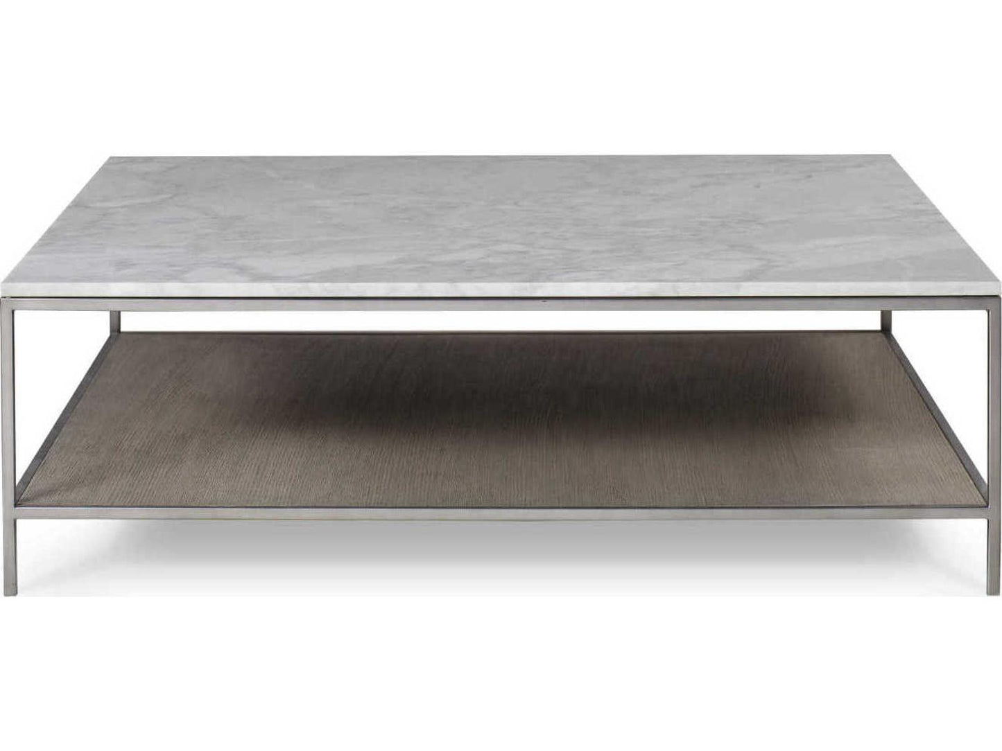 Paxton Square Coffee Table with Marble Top and Silver Oak
