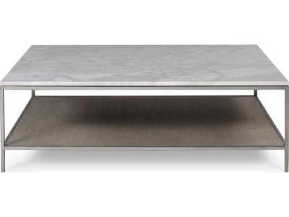 Paxton Square Coffee Table with Marble Top and Silver Oak