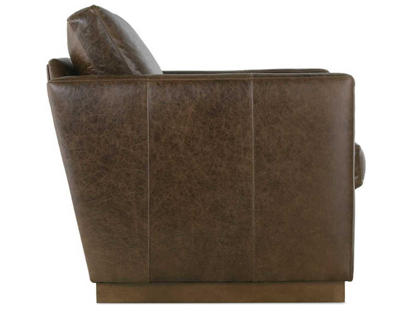 Allie Swivel Brown Leather Accent Chair with Track Arms