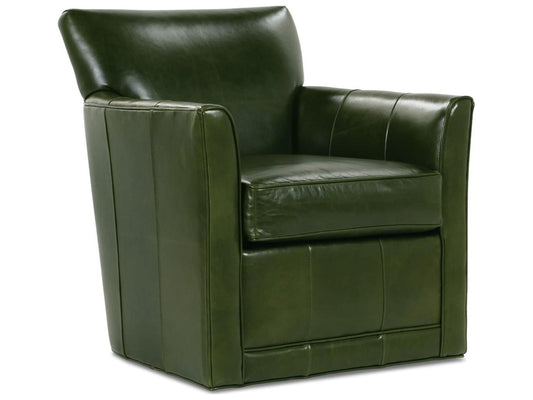 Times Square Swivel Green Leather Accent Chair