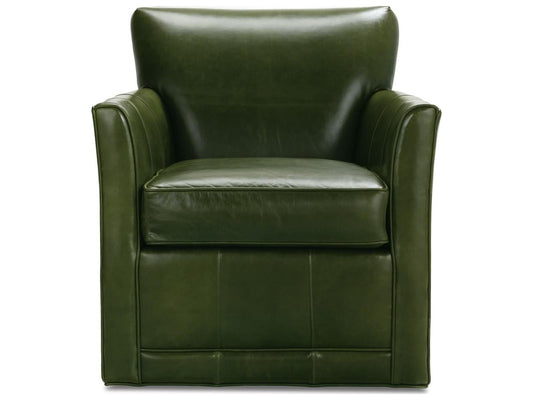 Times Square Swivel Green Leather Accent Chair