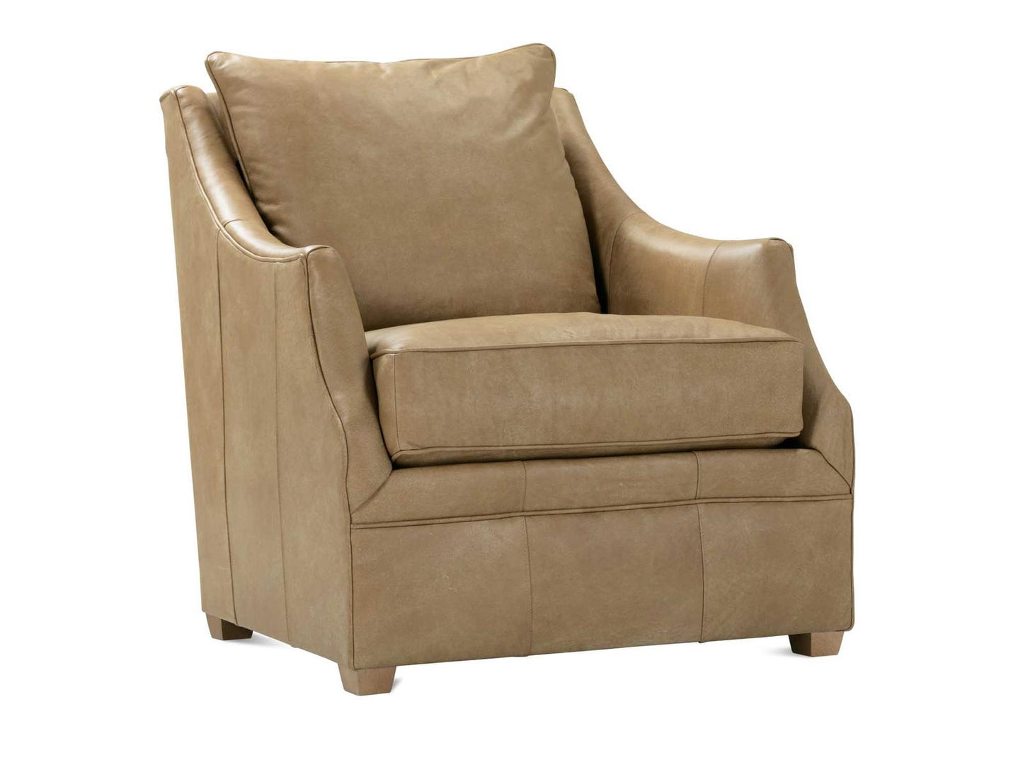 Kara Brown Leather Accent Chair with Track Arms