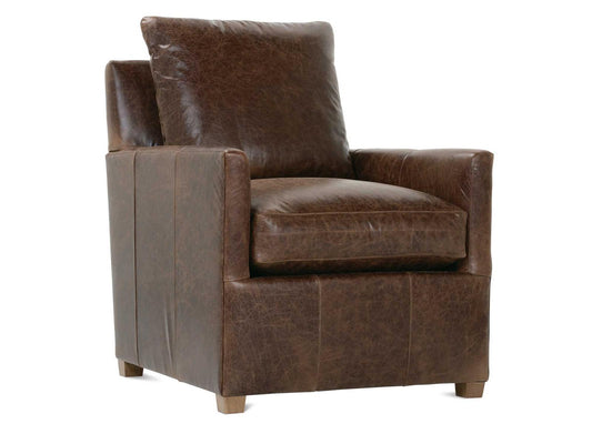 Lilah Brown Leather Accent Chair with Track Arms and Loose Back