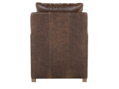 Lilah Brown Leather Accent Chair with Track Arms and Loose Back