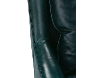Lyra Green Leather Accent Chair with Aged Brass Metal Legs