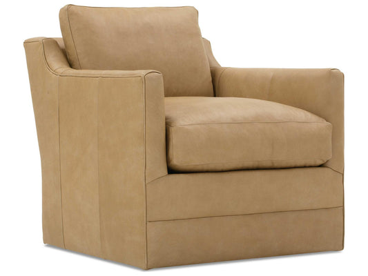 Madeline Swivel Leather Accent Chair in Brown