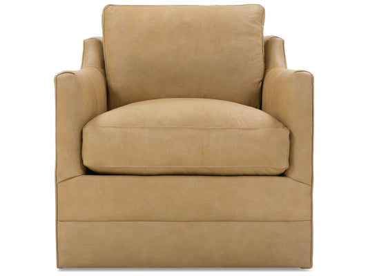 Madeline Swivel Leather Accent Chair in Brown