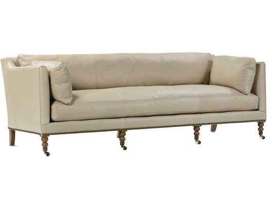 Madeline 3-Seat Aniline Leather Sofa in Latte Cream