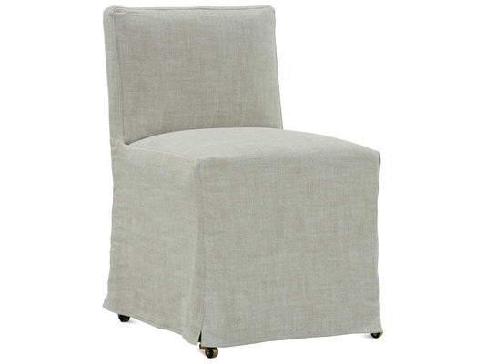 Odessa Beige Upholstered Side Dining Chair with Removable Slipcover and Casters