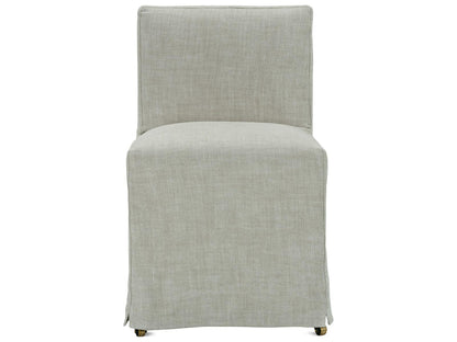 Odessa Beige Upholstered Side Dining Chair with Removable Slipcover and Casters