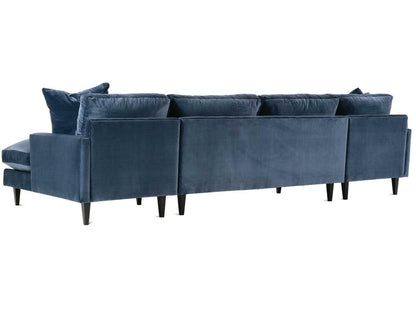 Oslo 3-Piece Symmetrical Blue Velvet Sectional Sofa with Track Arms
